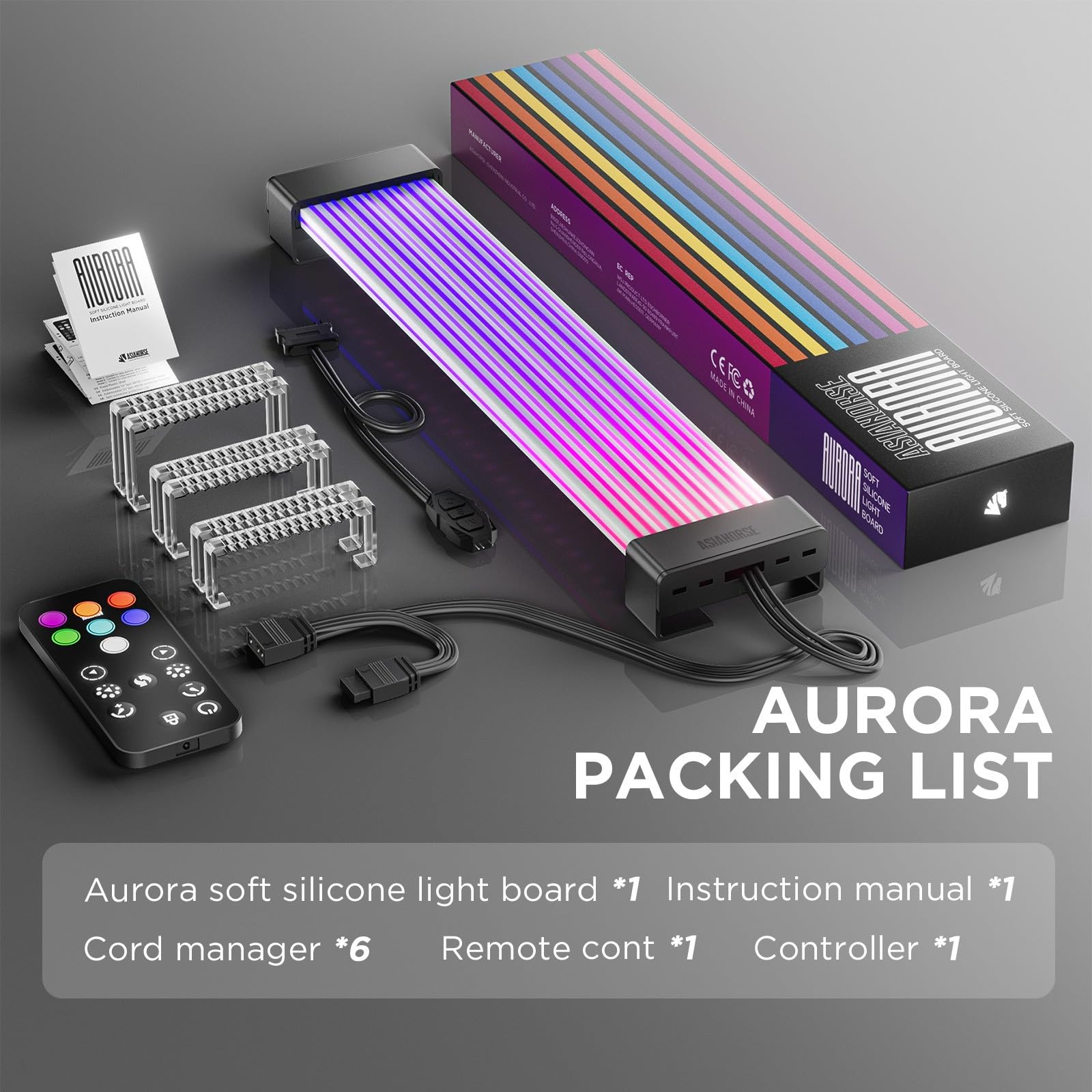 Asiahorse Aurora Pro RGB Cable Cover with 108 Addressable LEDs, RGB Power Cable Cover for Motherboard and GPU/PC Power Supply, 5v 3pin ARGB Sync, Fit for 12+4-Pin/8pin/24pin Power Supply