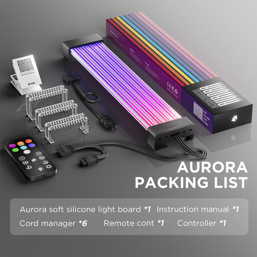 Asiahorse Aurora Pro RGB Cable Cover with 108 Addressable LEDs, RGB Power Cable Cover for Motherboard and GPU/PC Power Supply, 5v 3pin ARGB Sync, Fit for 12+4-Pin/8pin/24pin Power Supply