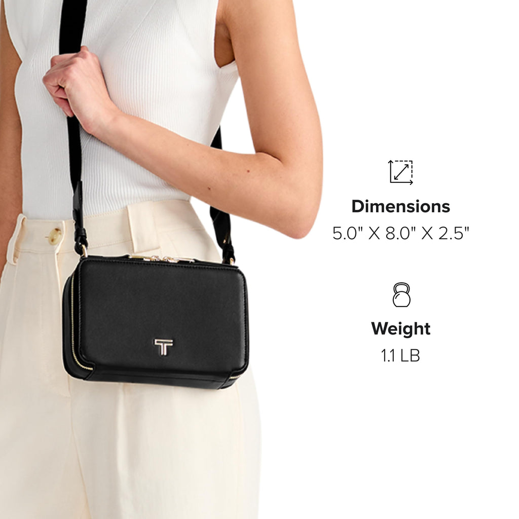 TUMI - Voyageur Myla Crossbody - Stylish Shoulder Bag with Key Leash, Card Pockets & More - Everyday Women's Purse - Black, Light Gold Hardware