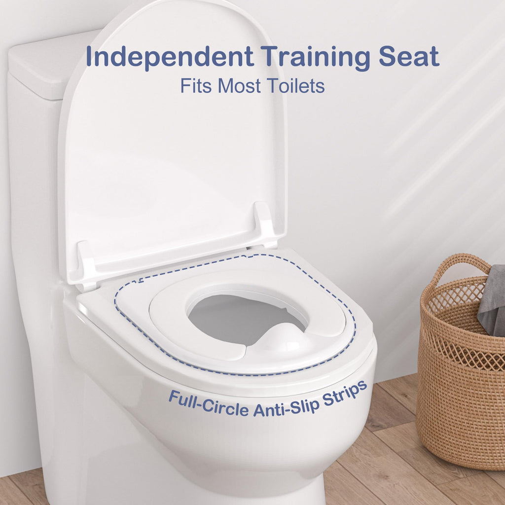 CheerTry 2-in-1 Toddler Potty Training Toilet - Larger Potty Chair & Detachable Training Seat for Boys & Girls Ages 1-3 with Flushing Sound, Wipes Storage, Toilet Paper Holder - Blue
