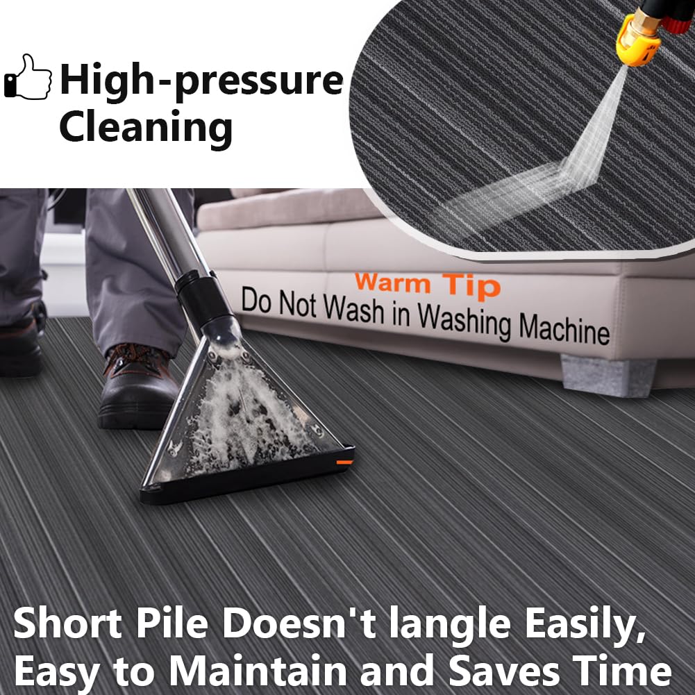 LITA Carpet Tiles Reusable 24" x 24" Squares Indoor/Outdoor 0.25" Pile Height Loop Pile, Non Slip Easy DIY Installation Peel and Stick Carpet Tile, Black, (18 Tiles) (72 sqft/Box)