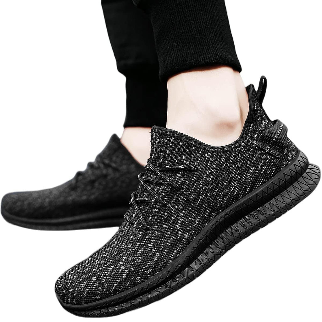 VNANV Mens Slip On Walking Shoes Lightweight Breathable Non Slip Running Comfortable Gym Tennis Athletic Fashion Sneakers Men (Black,8)