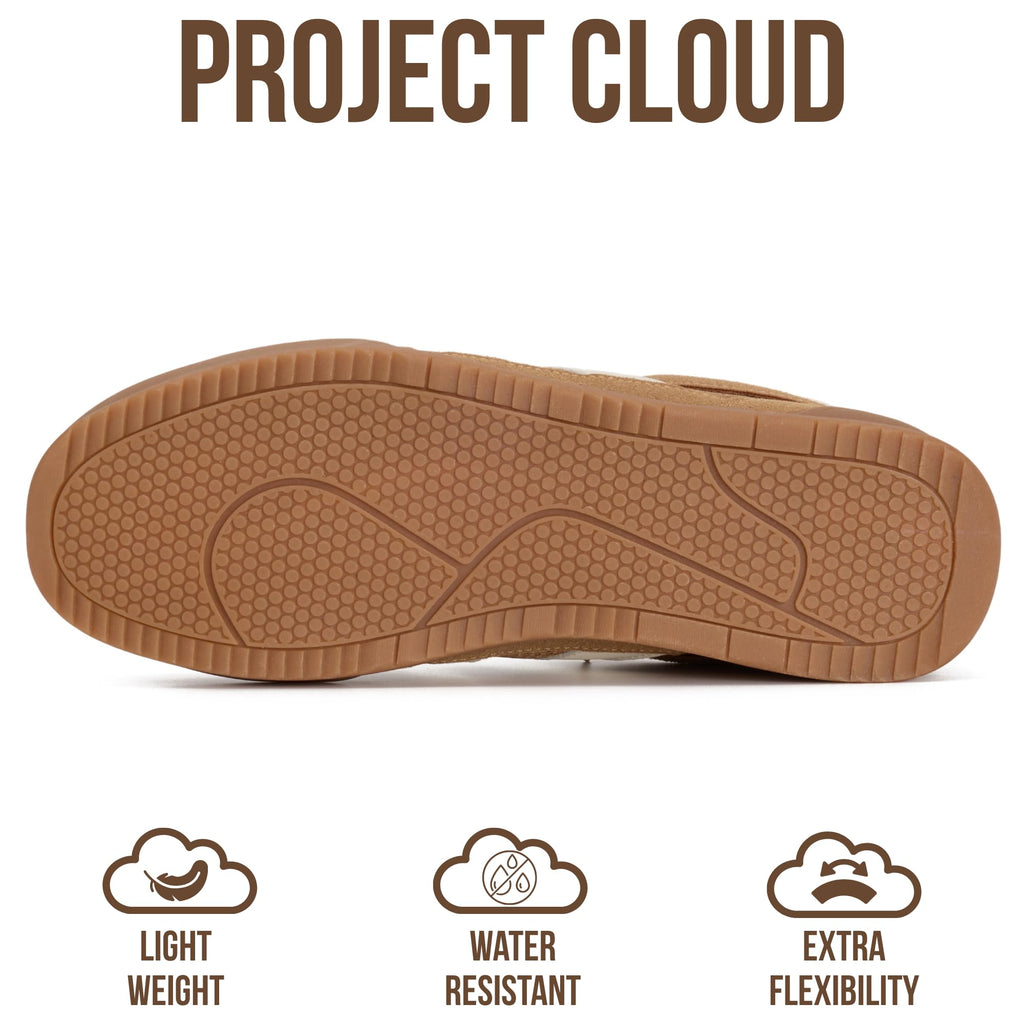 Project Cloud Sneakers for Men - 100% Genuine Leather Mens Casual Shoes Memory Foam Insole Mens Sneakers - Non Slip Outsole Dress Sneakers Men (HISVERDY,9.5D) Tan