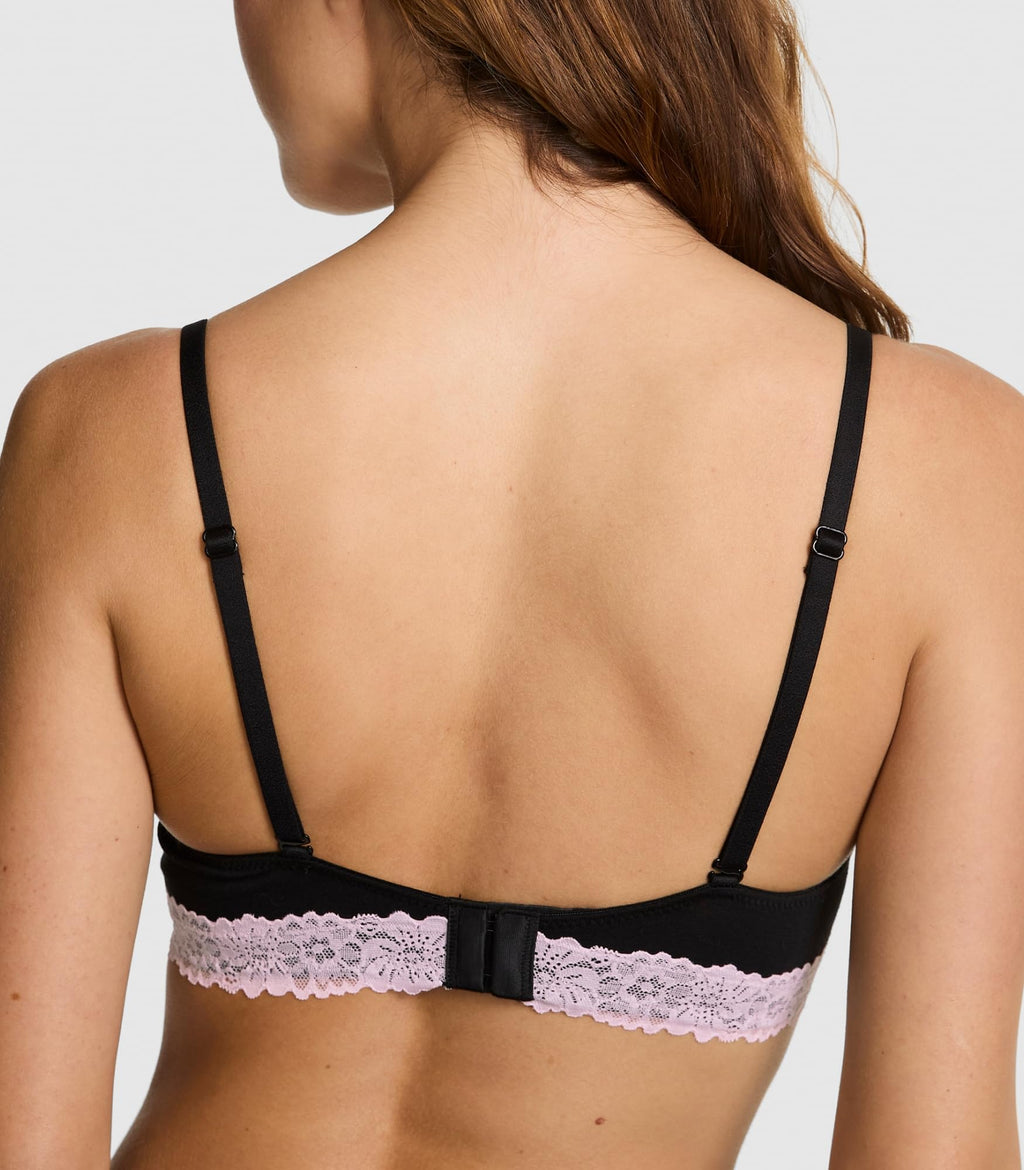 Victoria's Secret Pink Women's Wear Everywhere Push Up Bra, Bras for Women, Black Pink Lace, 34B
