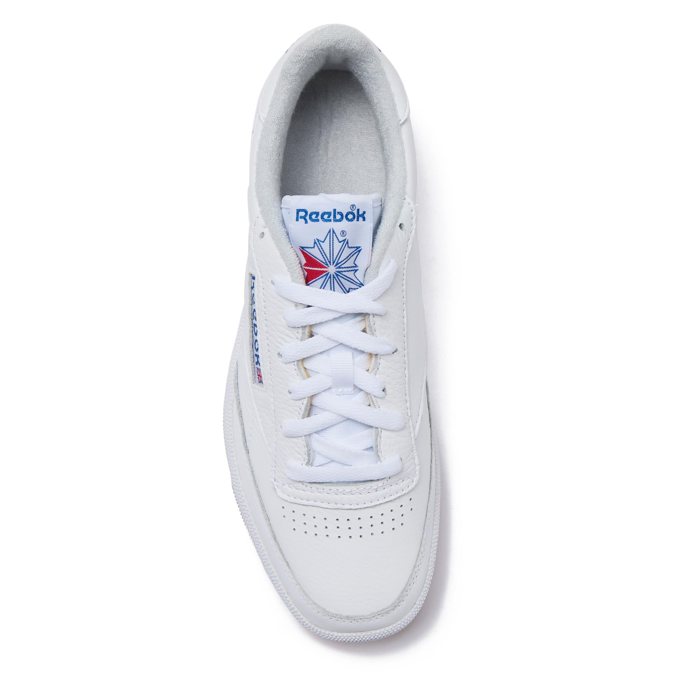 Reebok Club C 85 Mens Tennis Shoes, Casual Fashion White Sneakers for Men, Footwear White/Blue/Gum, 9.5