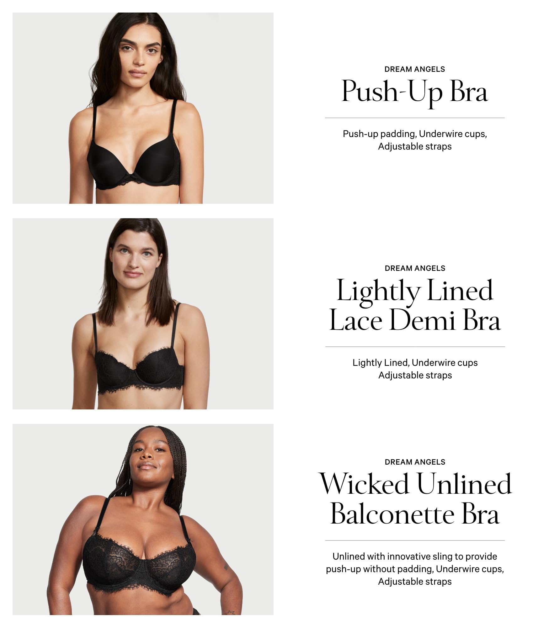 Victoria's Secret Dream Angels Wicked Unlined Lace Balconette Bra, Bras for Women, Purest Pink, 32DD