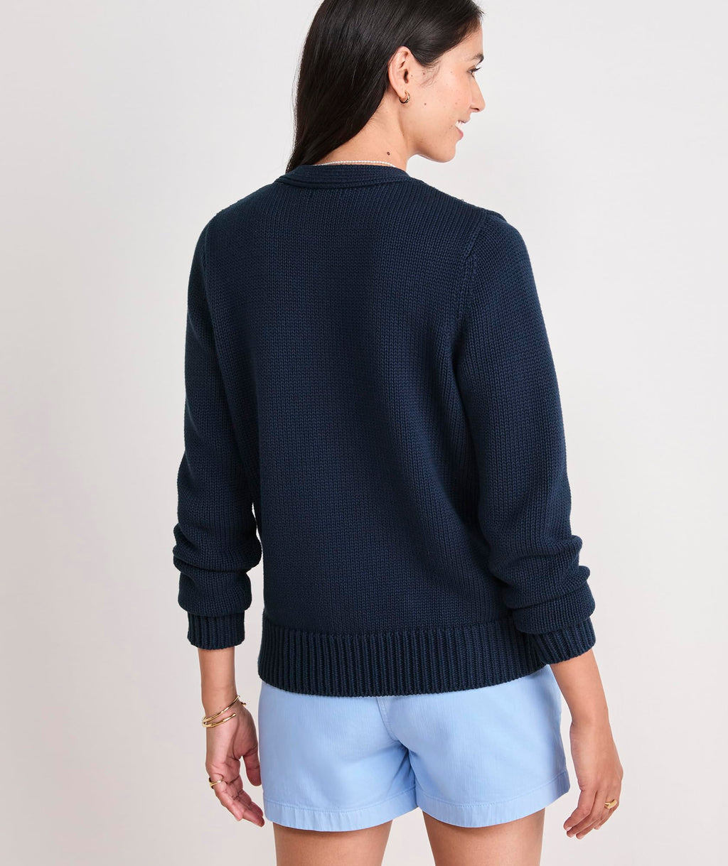 vineyard vines Katie Cotton Cardigan, Nautical Navy, M