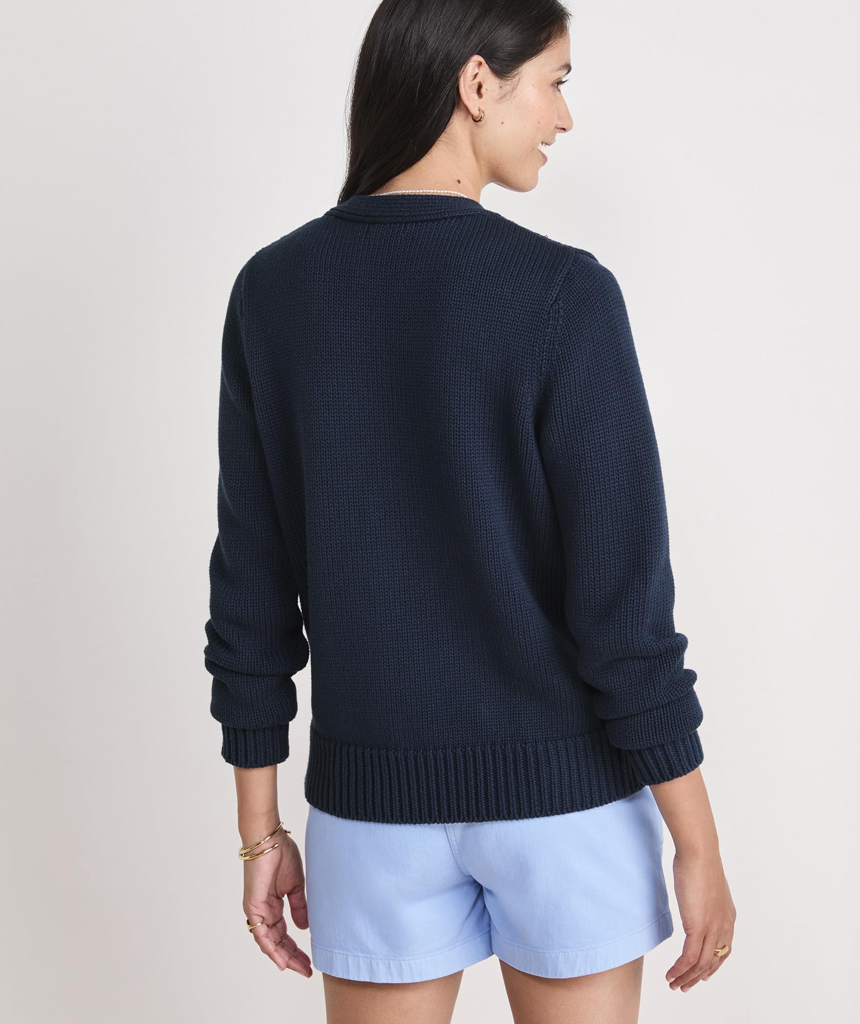 vineyard vines Katie Cotton Cardigan, Nautical Navy, M
