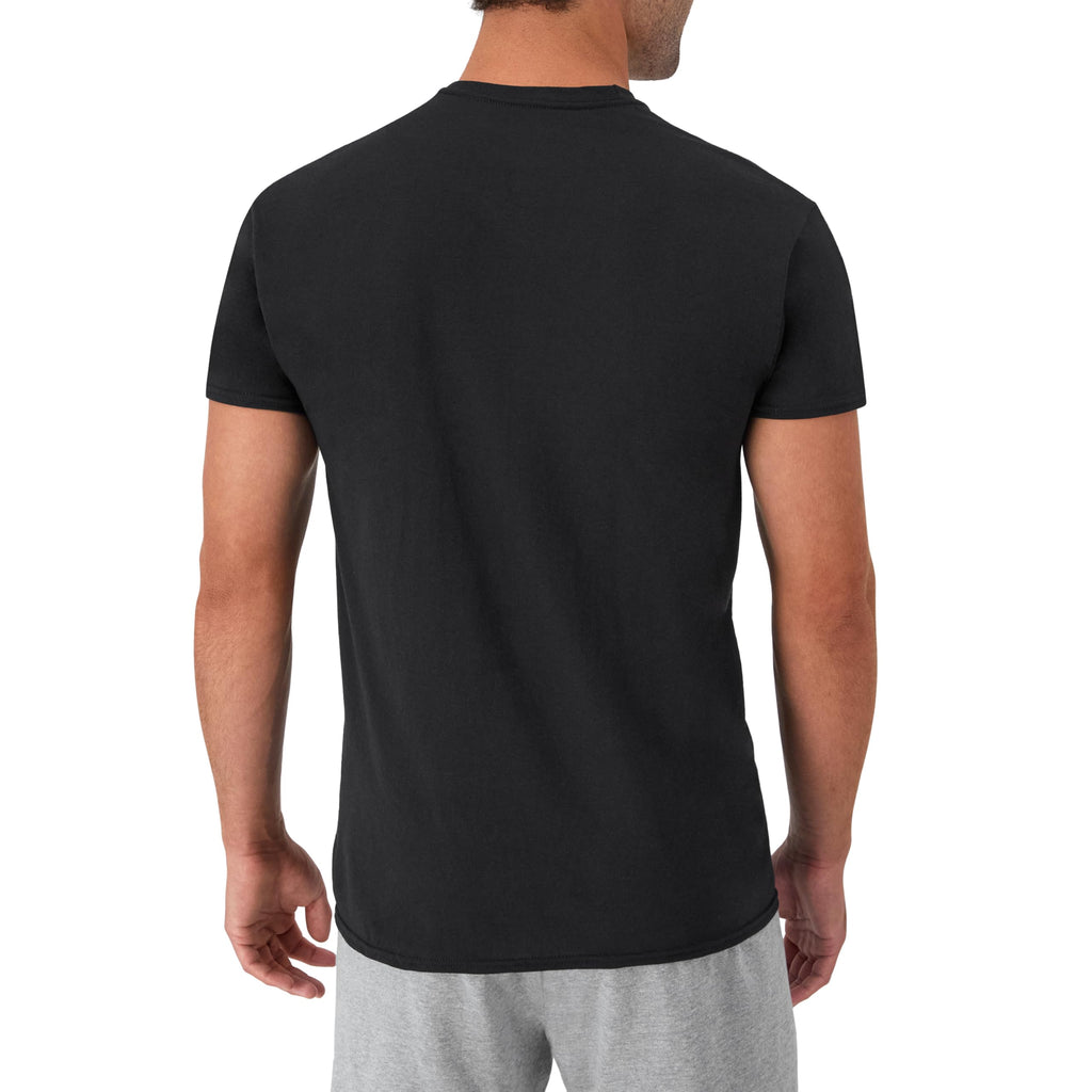 Hanes Mens Cotton, Moisture-wicking Crew Tee Undershirts, Multi-packs, Black/Grey/Blue Assorted - 6 Pack, Large US