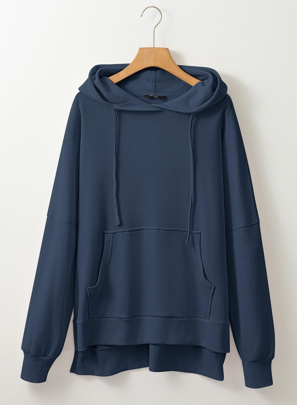 Dokotoo Women Ladies Hoodies Oversized Long Sleeve Sweatshirt for Women 2025 Fashion Plus Size Waffle Knit Winter Clothes Hooded Sweatshirts Casual Loose Hoodie with Pocket Dark Blue Medium