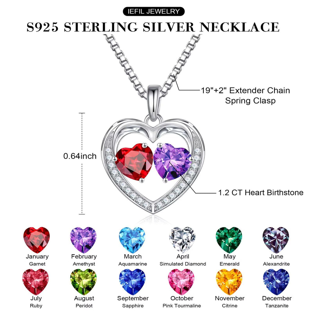 Iefil Jewelry for Women - 925 Sterling Silver Necklace, Birthstone CZ & Lab-Created Pink Sapphire Jewelry, April & October Birthstone Necklace