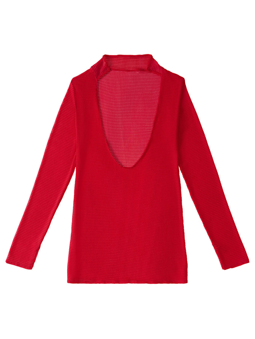 Lilosy Sexy Crochet Sheer Long Sleeve Cover Up Swim Bathing Suit Beach Dress One Piece See Through Women Swimwear Solid Red Medium