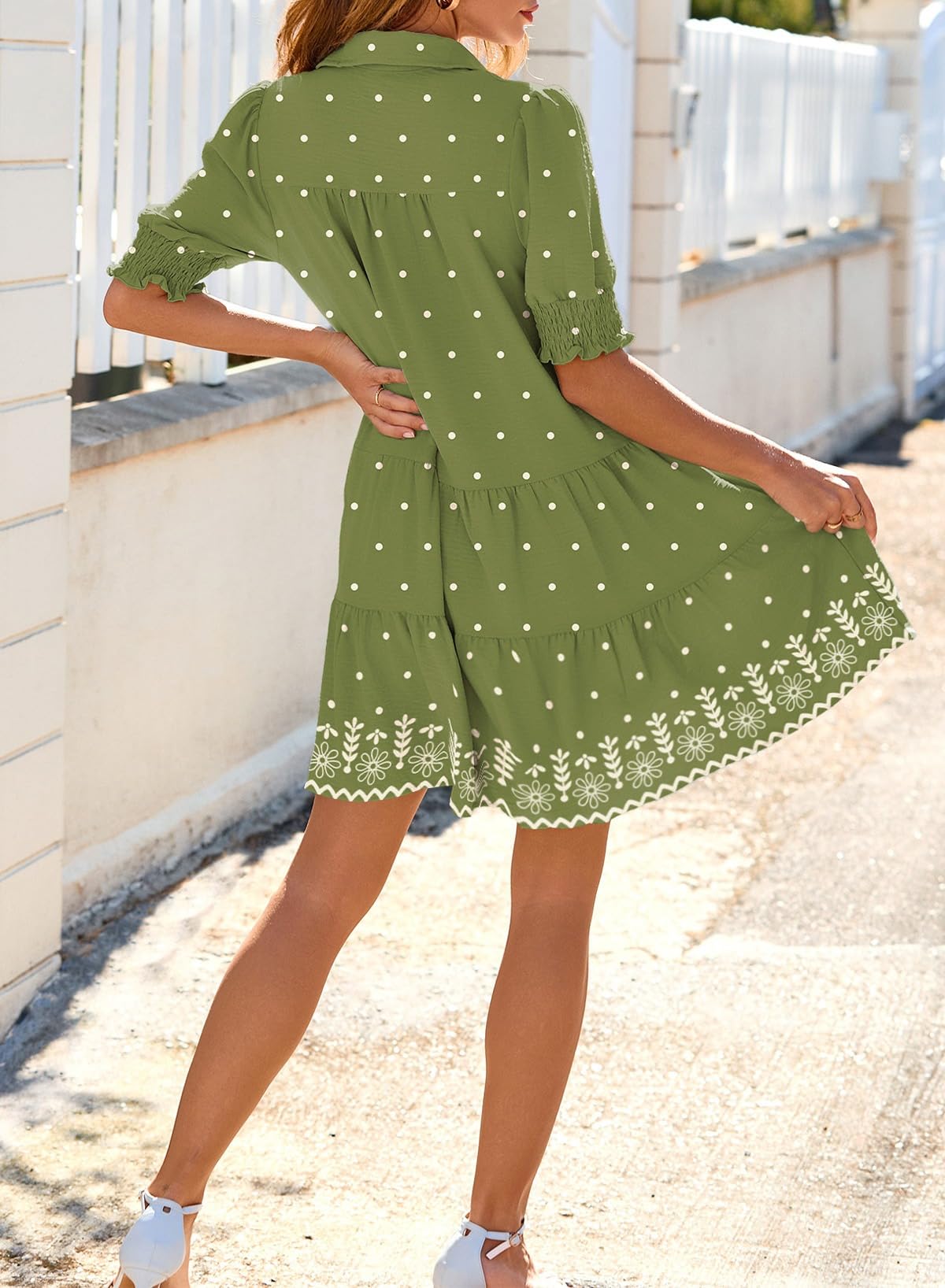 Dokotoo Boho Dresses for Women 2026 Spring Summer Casual Dress Mini Womens Dresses Vacation Resort Wear Texture Women's Clothing Fashion Beach Plus Size Clothes Green a