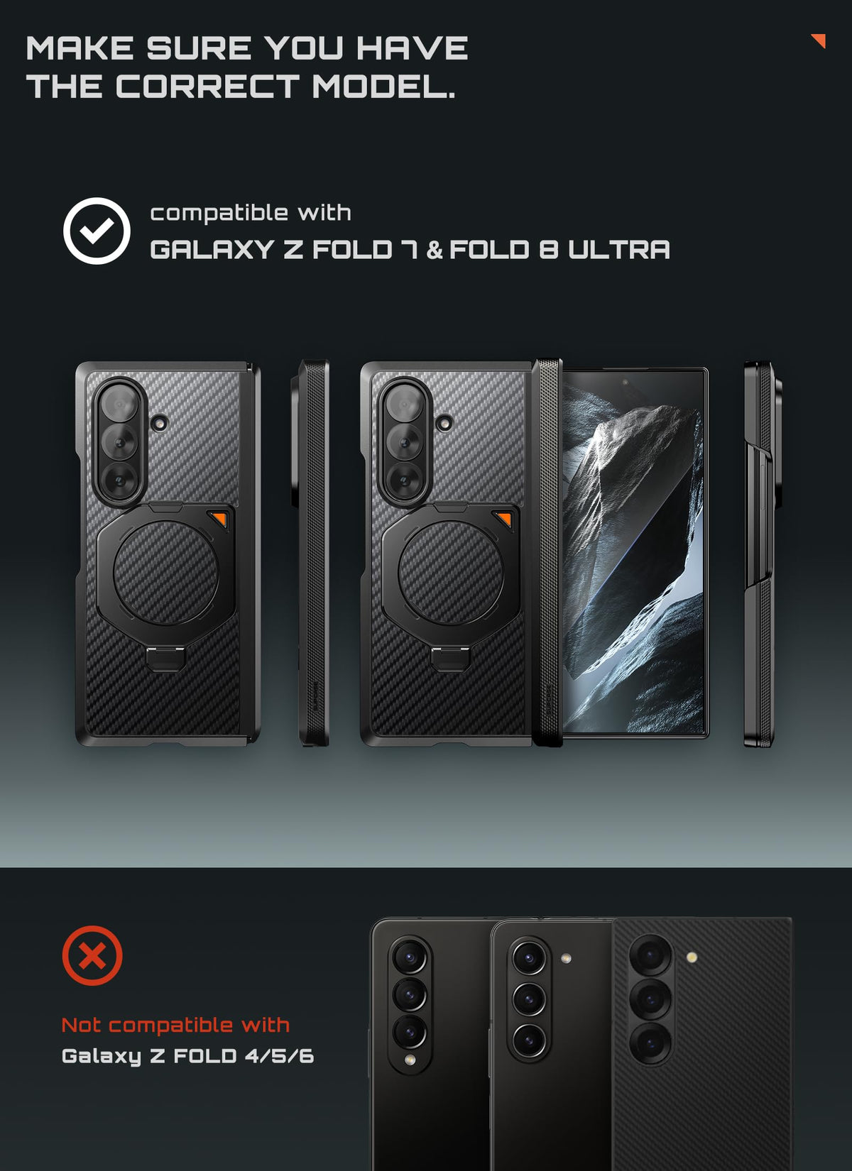 SUPCASE for Samsung Galaxy Z Fold 8 Ultra/Z Fold 7 Case, Aramid Black