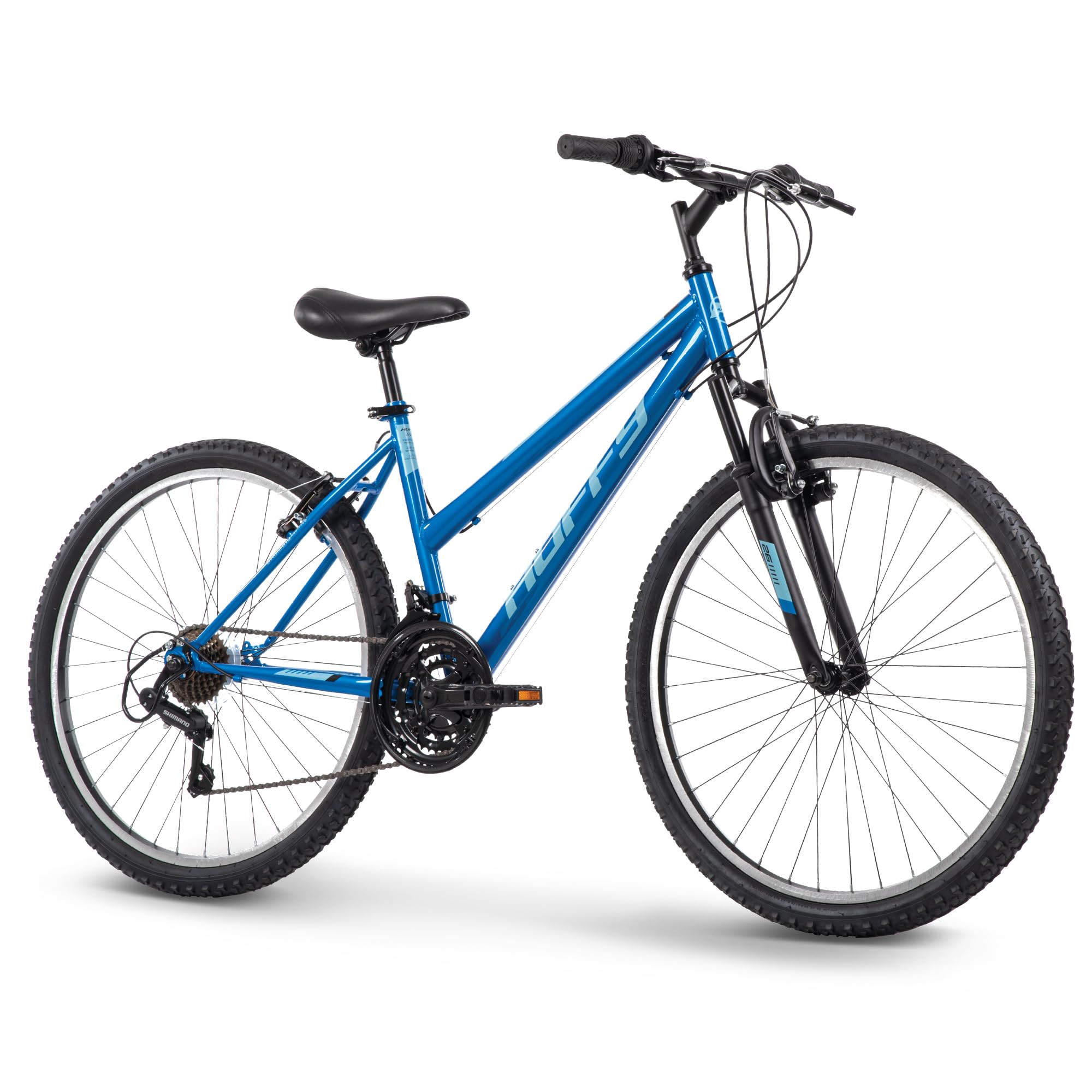 Huffy Stone Mountain Womens 26 Inch Mountain Bike, Deep Sea Gloss Frame, 21-Speed Shimano Twist Shifting, Front Suspension, Comfort Saddle | 20"/24"/26" Sizes, 6-21 Speeds, Dual Suspension Available |