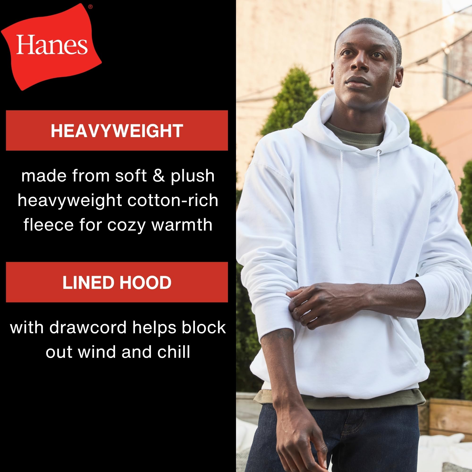 Hanes Men's Ultimate Cotton Heavyweight Pullover Hoodie Sweatshirt, Black, XX-Large