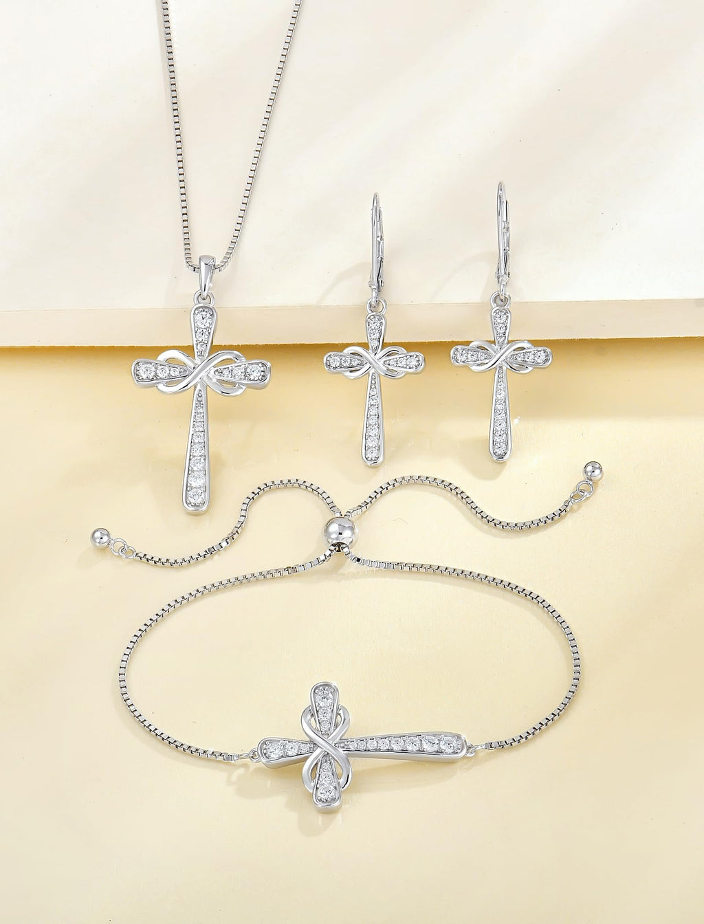 YL Cross Bracelet 925 Sterling Silver Infinity Sideways Link Bracelet Created Amethyst Jewelry for Women