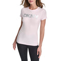 DKNY Women's Foil Logo Short Sleeve T-Shirt, Pink Moon, Large
