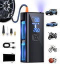 GJOSYOI Tire Inflator Portable Air Compressor, 2X Faster Inflation Air Pump with Tire Pressure Gauge and LED Light, 150 PSI Portable Compressor for Cars, Balls, Bikes and Motorcycles