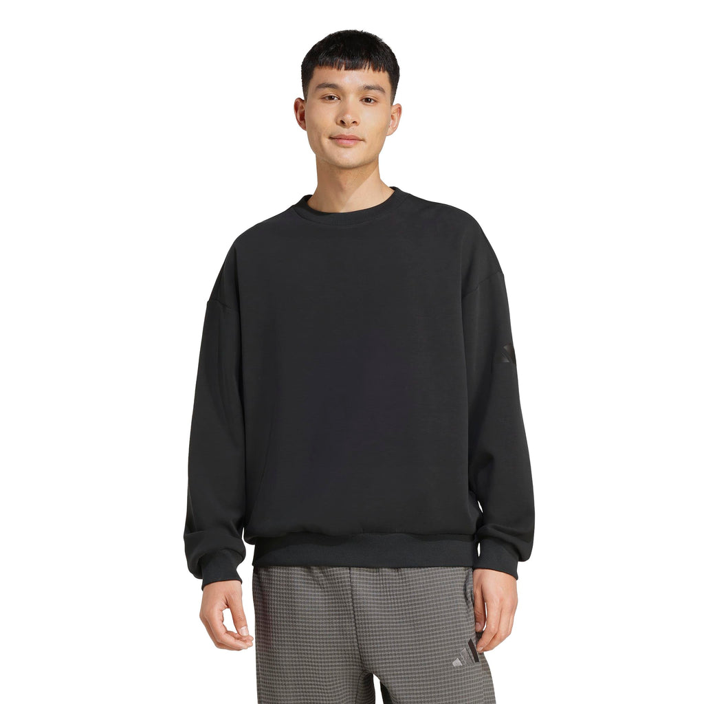 adidas Men's Soft Lux Loose Sweatshirt, Black, Large