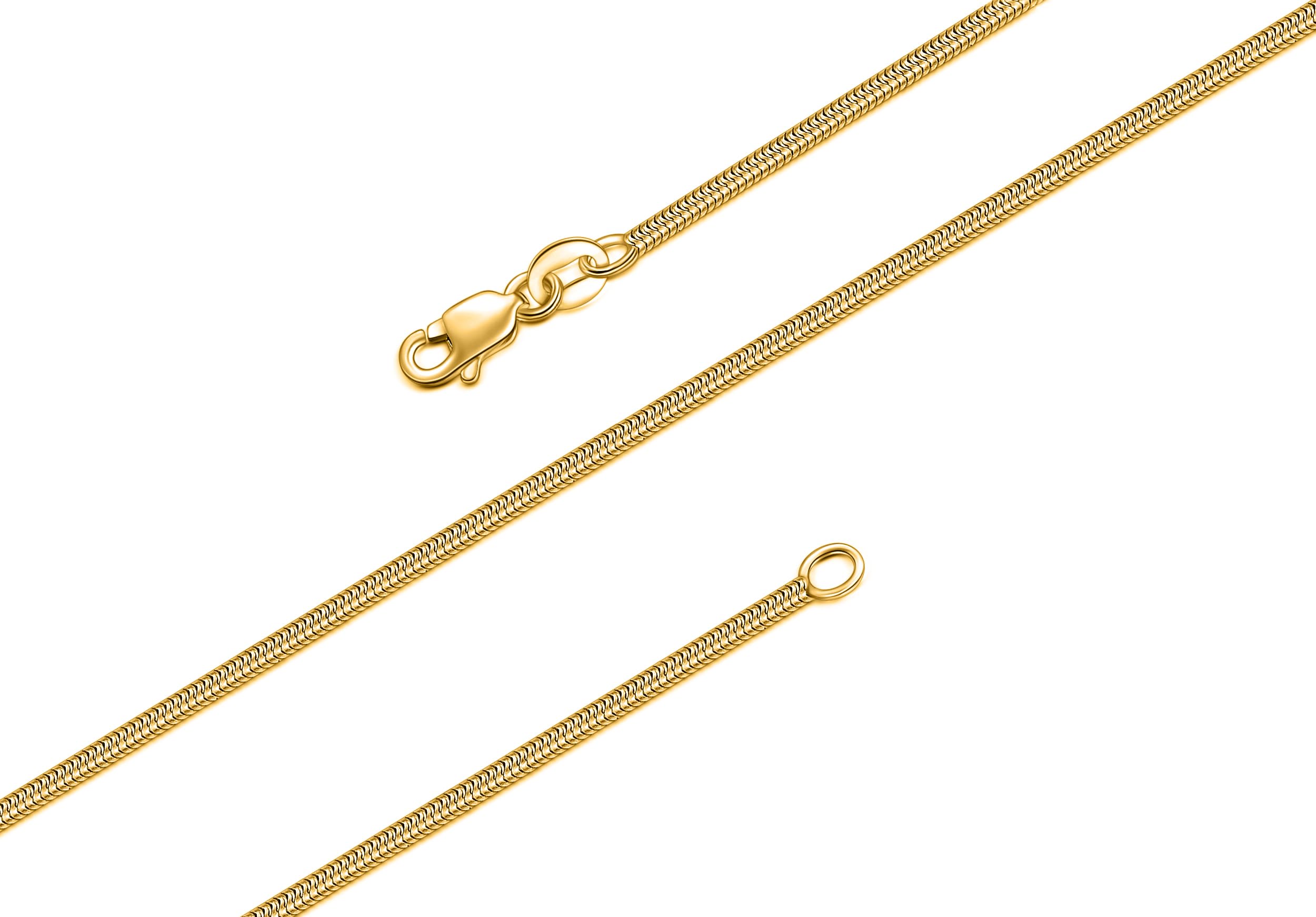 BORUO Waterproof 14K Gold Plated Stainless Steel Snake Chain Necklace | Non Tarnish Gold Necklace 1.5mm with Lobster Claw Clasp 22 Inch