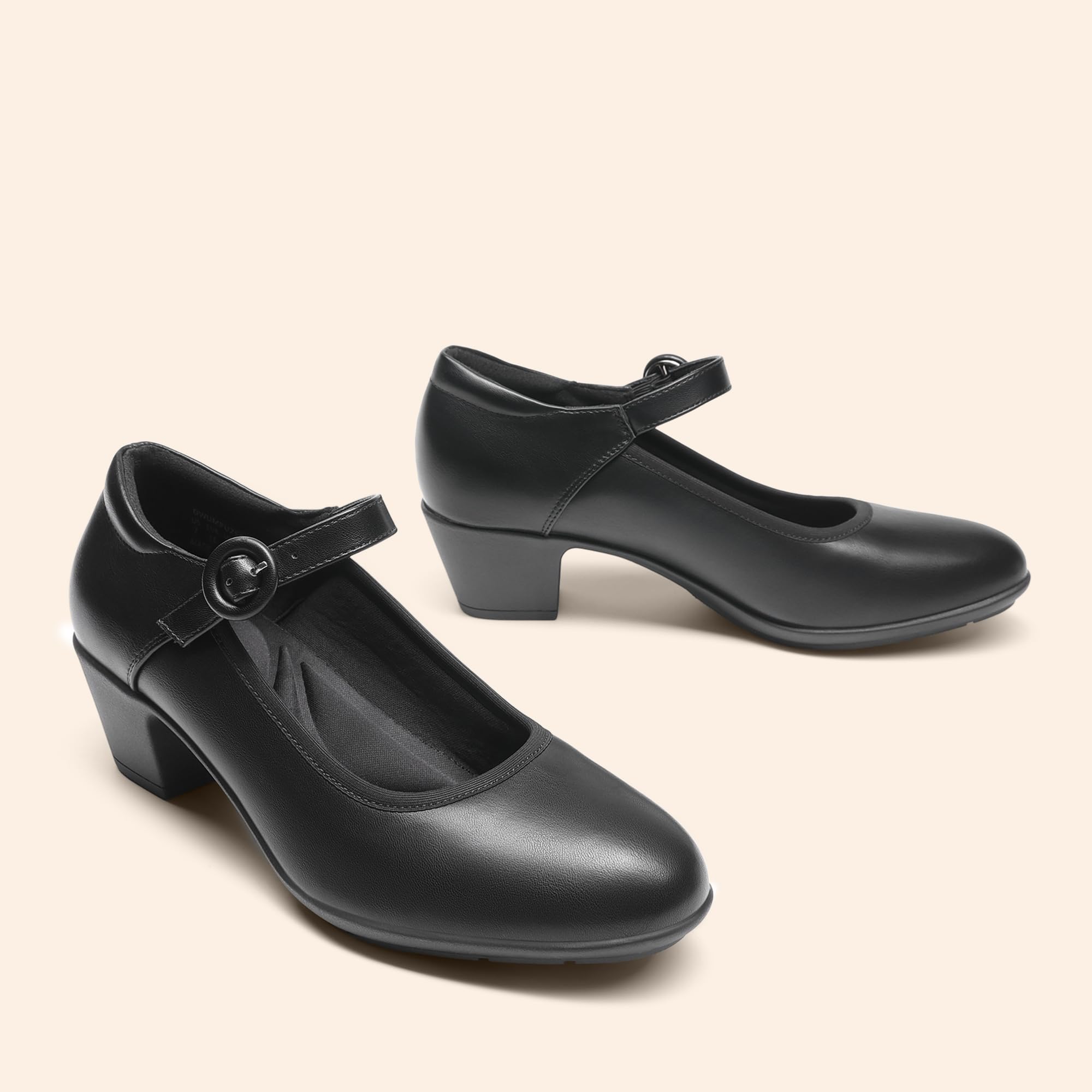 DREAM PAIRS Mary Jane Shoes Women Low Chunky Heels Closed Toe Pumps Comfortable Work Business Dress Shoes,Size 7,Black,DWUMPU2549