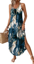 Summer Dresses for Women Vacation Maxi Dress Sundresses Halter Dress Hawaiian Long Maxi Dresses 2026 Beach Vacation Clothes Wedding Guest Cruise Outfits Travel Floral Graduation L