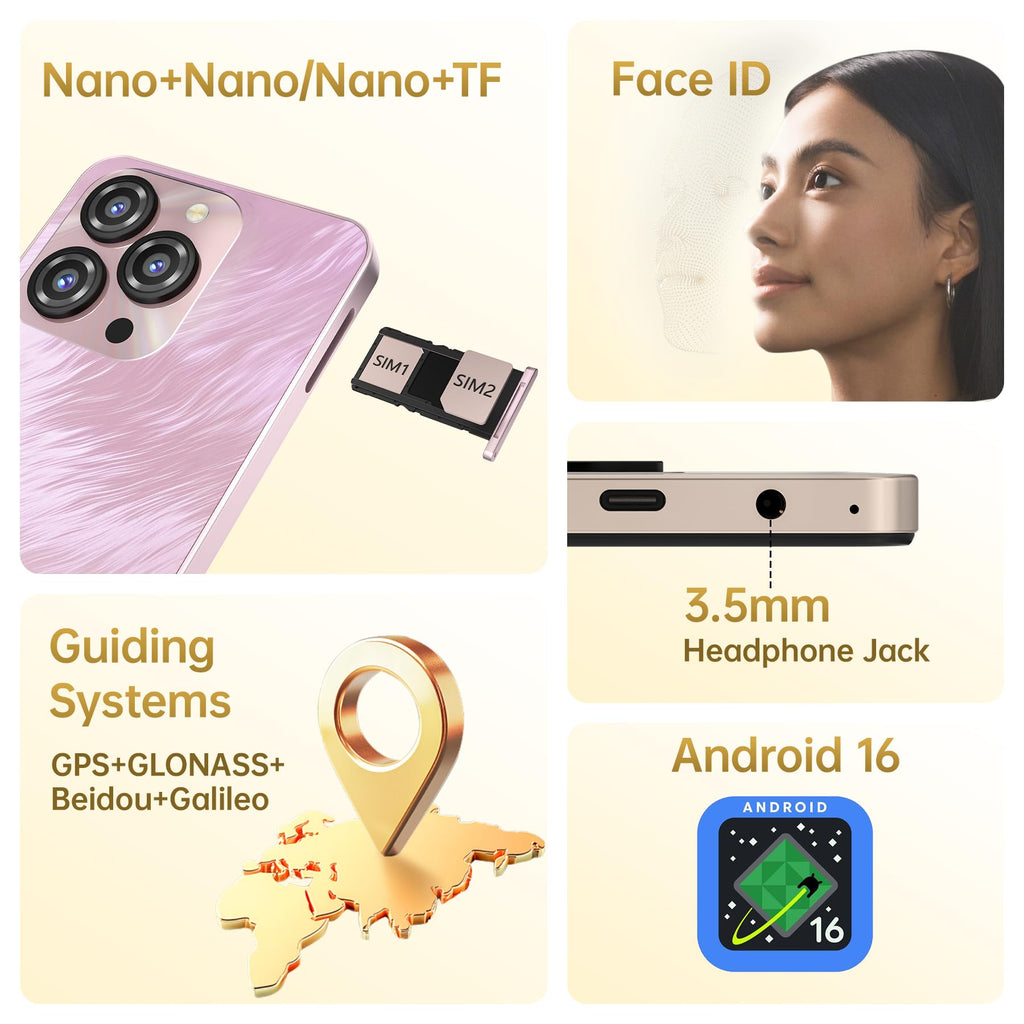 OUKITEL C3 Android 16 Cell Phone Unlocked-16GB RAM+128GB/TF 1TB ROM Smartphone, 5000mAh Battery, 6.52'' Waterdrop Screen, 13MP+5MP Camera, 4G Dual SIM Android Phone, Face ID/3.5mm Jack/GPS/BT5.0, Blue