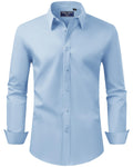 Alimens & Gentle Men's Dress Shirt Regular Fit Stain Shield Long Sleeve Solid Business Work Blue Button Down Shirts,Light Blue,XX-Large