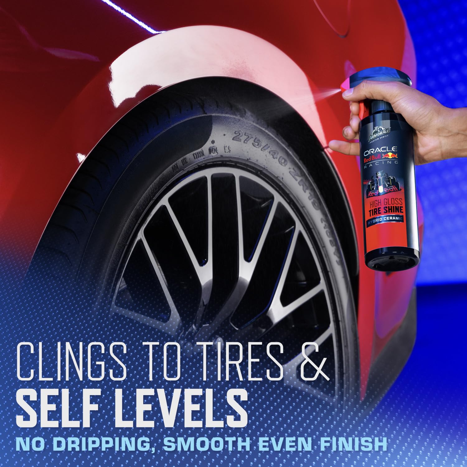 Armor All Podium Series Hybrid Ceramic High Gloss Tire Shine Spray, 16 fl oz, Long-Lasting Car Tire Shine Developed in Collaboration With Oracle Red Bull Racing