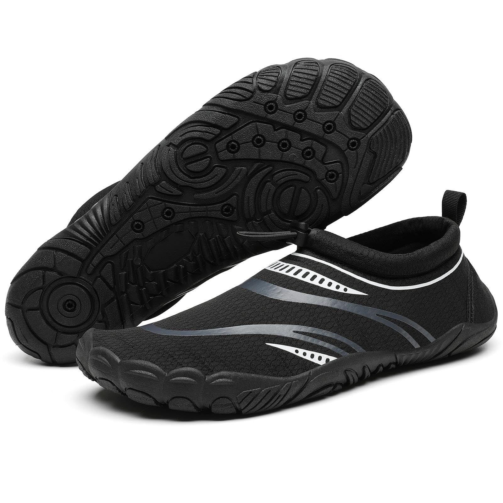 Mishansha Barefoot Shoes for Men Lightweight Water Shoes Men Quick Dry Swim Aqua Five Toe Beach Shoes Coal Black-E0153 13.5 Women/11.5 Men