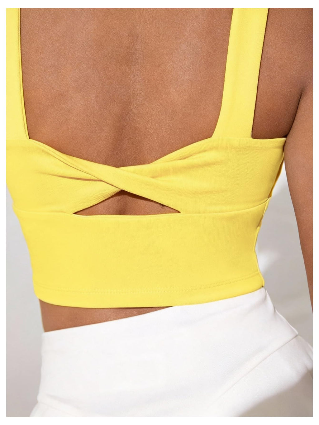 WDIRARA Girl's Twist Back Sports Bras Backless Tank Top Workout Sports Shirts for Gym Yellow 10Y