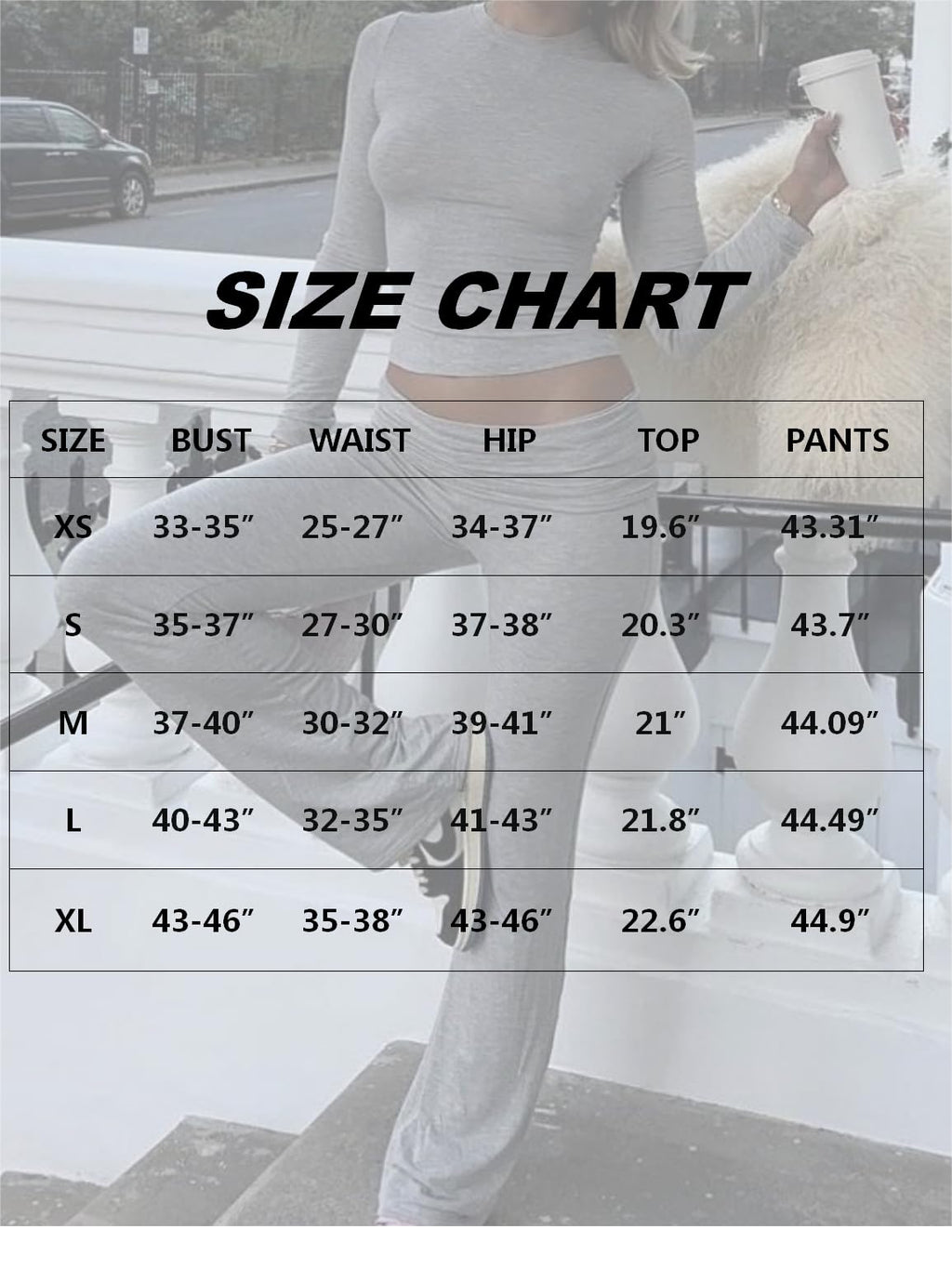AYWA Women's 2 Piece Outfits Foldover Flare Pants Long Sleeve Crew Neck T-shirt Fitted Pajama Sets (Bric, Medium)