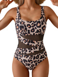 B2prity Women's Mesh One Piece Swimsuit Tummy Control Sexy Bathing Suit Push Up Swim Suit Slimming Swimwear Leopard Print