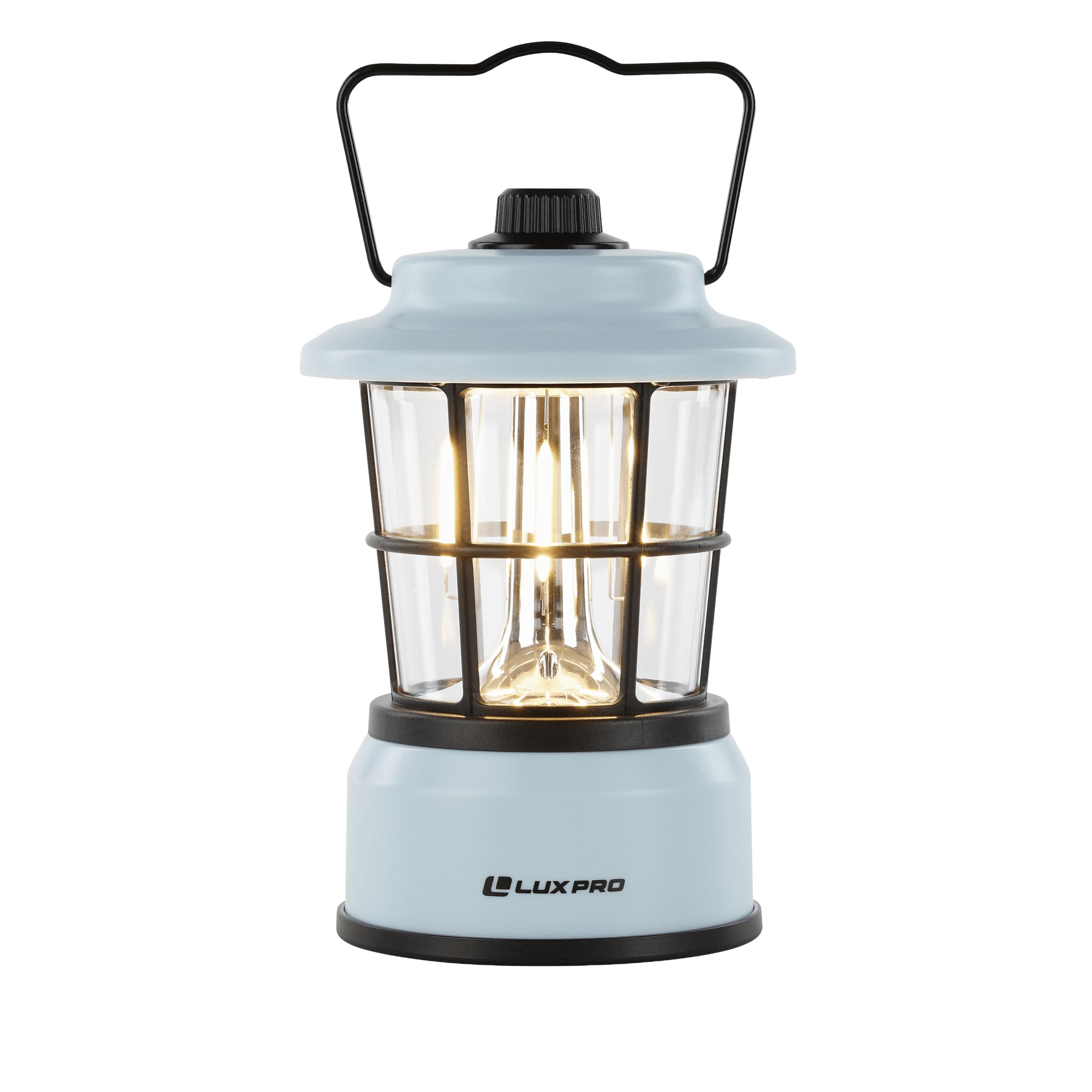 LUXPRO Retro LED Lantern - Battery-Powered Emergency Lantern - Water Resistant - Bright LED Lamp for Indoor & Outdoor Use - Use for Tents, Hiking or Hurricane Prep (Blue, Pack of 1)