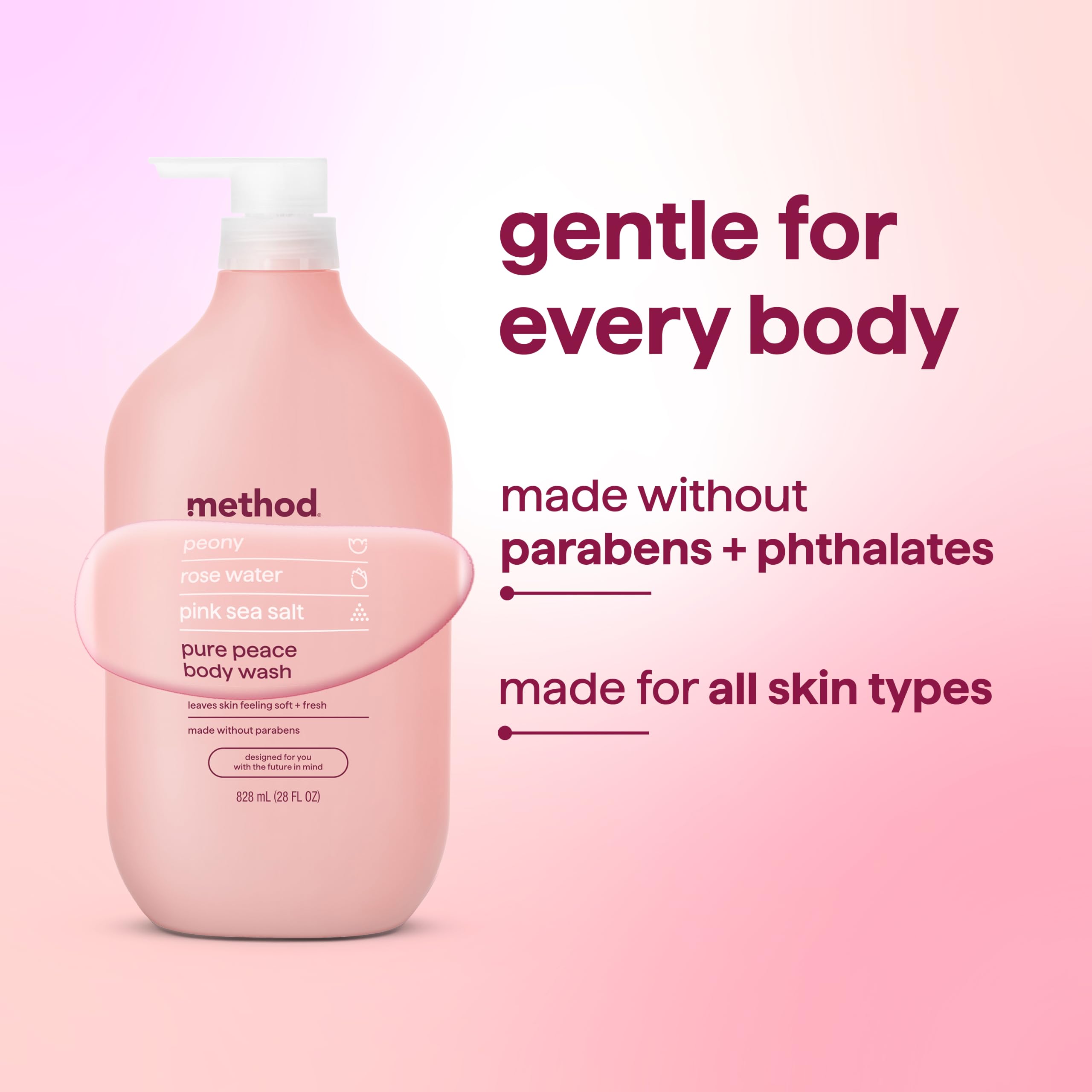 Method Body Wash, Pure Peace, Paraben and Phthalate Free, 28 oz (Pack of 1)