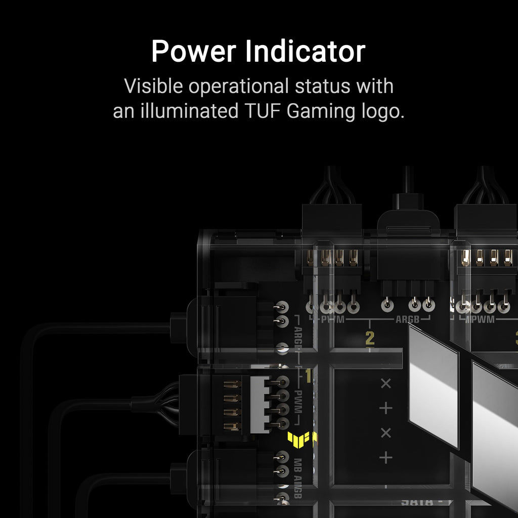 ASUS TUF Gaming ARGB PWM Fan Hub (Connects six case Fans, PWM Fan and RGB Connector, Clear Power and Operation Indicators, Stable Dual SATA Power Support)