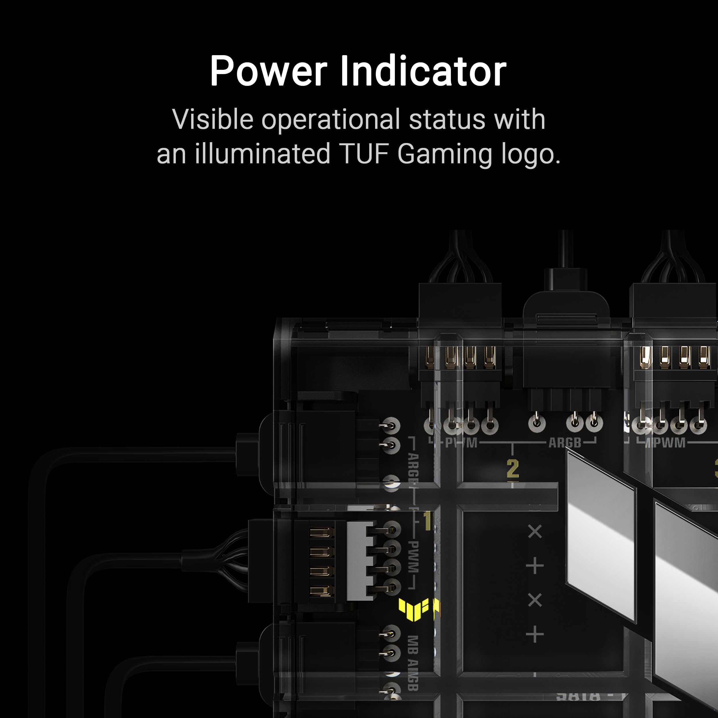 ASUS TUF Gaming ARGB PWM Fan Hub (Connects six case Fans, PWM Fan and RGB Connector, Clear Power and Operation Indicators, Stable Dual SATA Power Support)