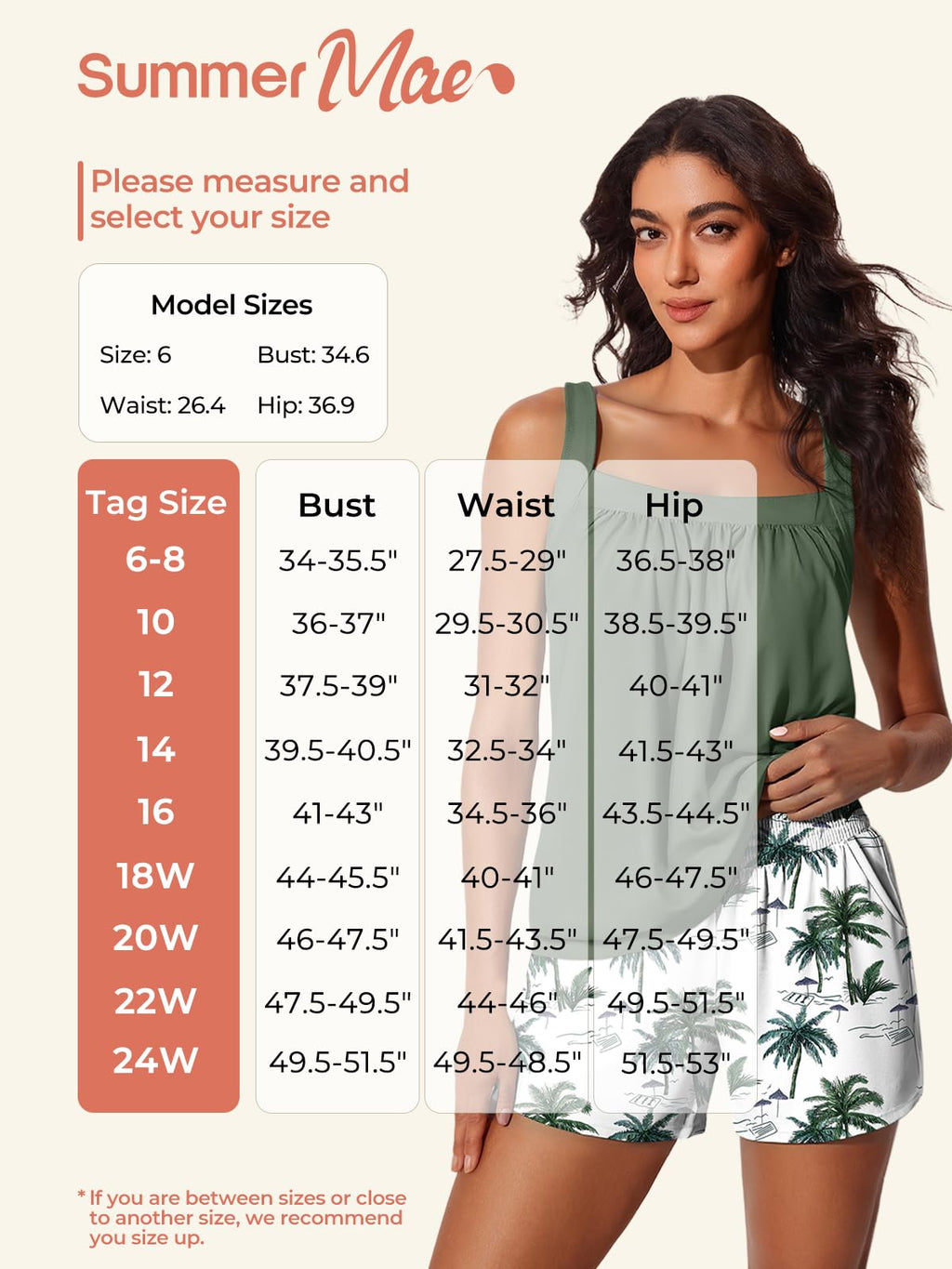 Summer Mae Blouson Womens Tankini Swimsuits 2026 Modest Tummy Control Bathing Suits Swim Shorts with Pockets for Beach Monstera Leaf Silhouette Size 16