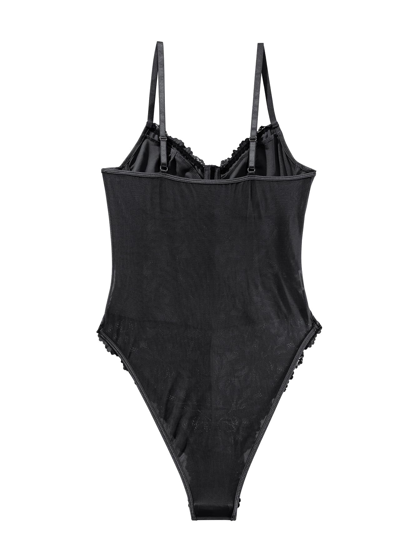 Lilosy Petite Sexy Corset Top Floral Lace Mesh Sheer Lingerie Bodysuit Bustier Cami Outfits See Through Concert Going Out One Piece Women Black 2X-Small