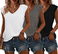 Bliwov 3 Pack Womens Cap Sleeve Summer Tops V Neck T Shirts Basic Tees