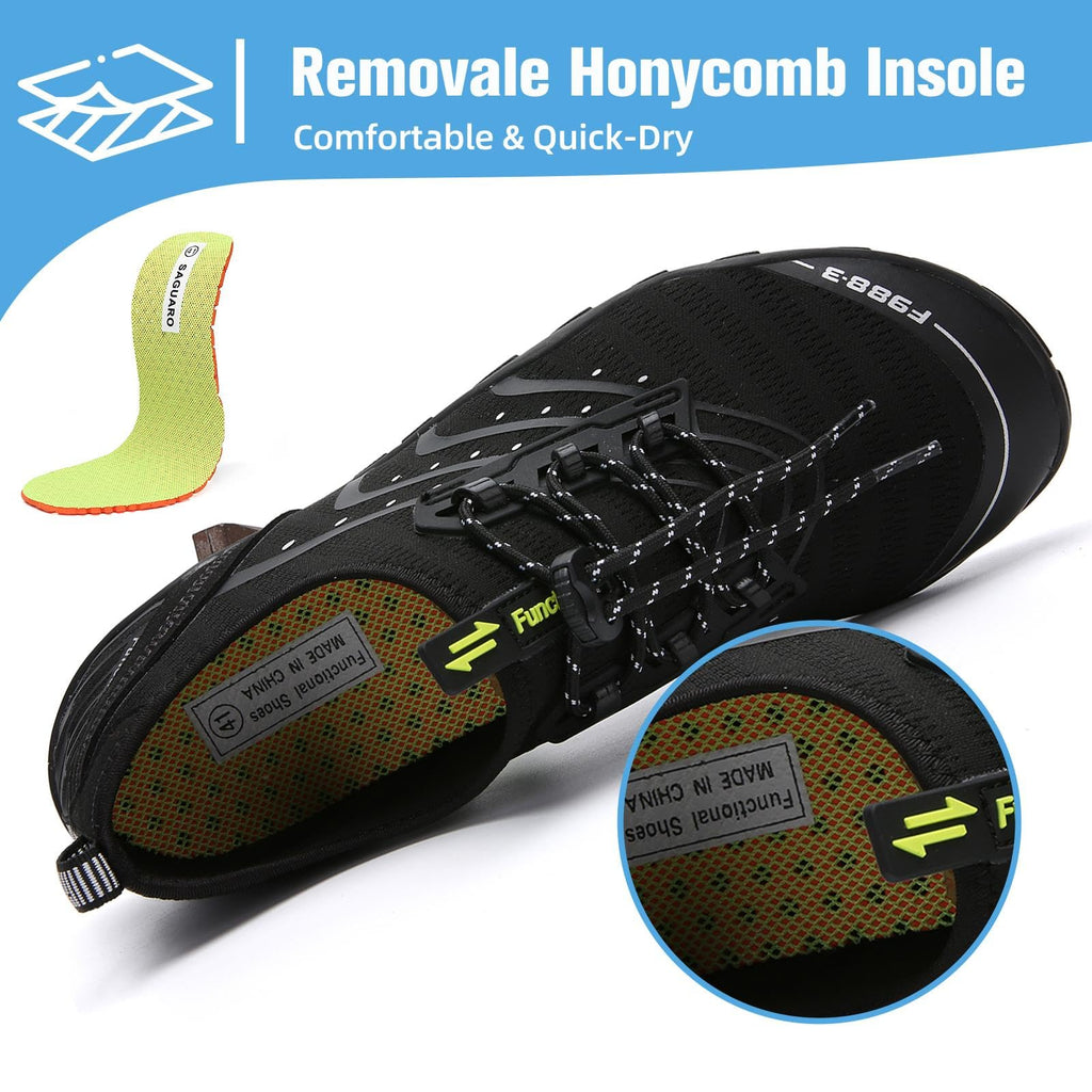 Mishansha Water Shoes for Women Men, Quick-Dry Barefoot Swim Shoes with Drainage Holes, Lightweight Aqua Shoe for Beach Pool River Boating Yoga Walking 12.5 Women/11 Men Smoky Black