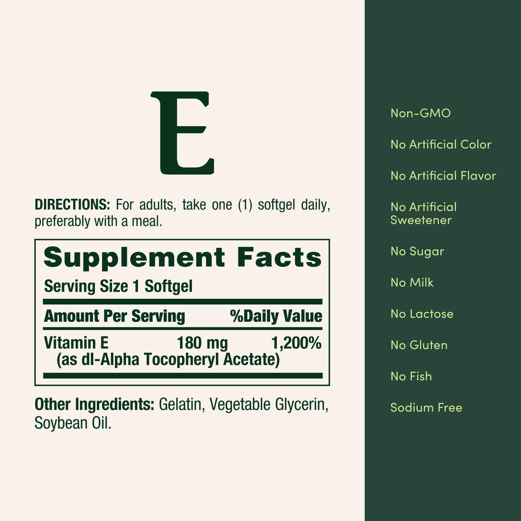 Nature's Bounty Vitamin E Pills and Supplement Softgels, Supports Antioxidant Health, 400iu, 120 Count
