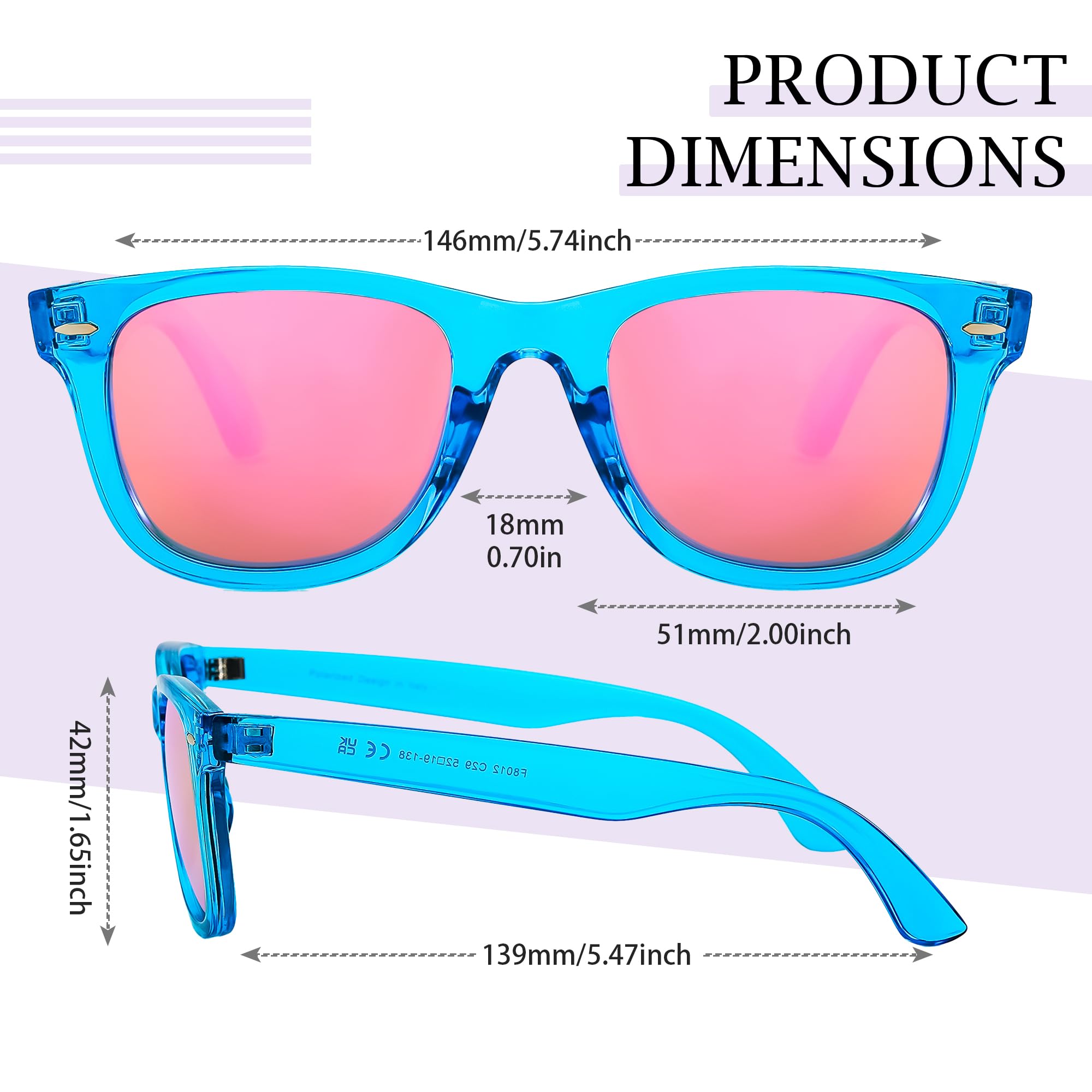 SIPHEW Polarized Sunglasses for Women & Men - Mirrored Sports Square Sunglasses w UV Protection/Medium Fit