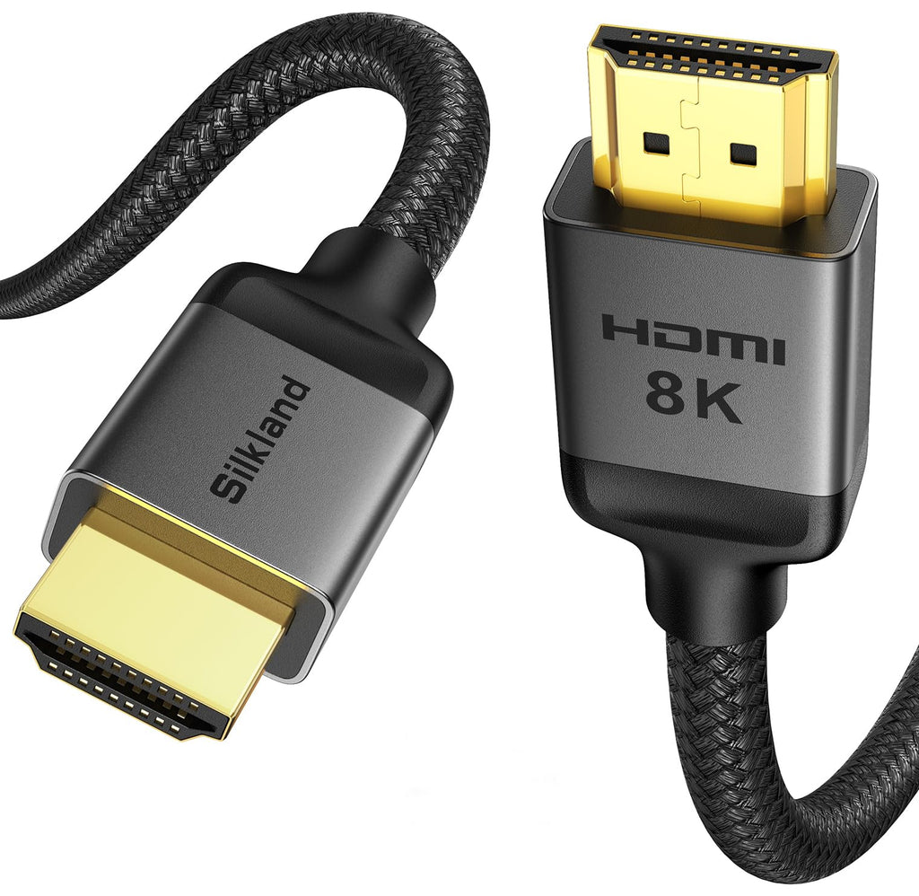 Silkland 10K 8K HDMI 2.1 Cable 15FT, [4K@240Hz 144Hz, 8K@60Hz, 2K@240Hz] Ultra High Speed HDMI Cable 48Gbps, HDR10+, eARC, HDCP 2.3, Compatible for Xbox/PS5/PS4/Roku TV