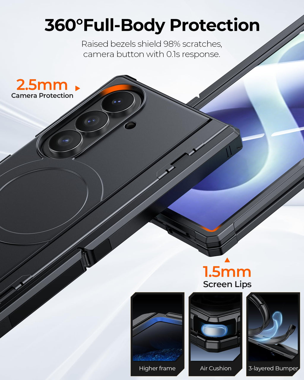 Kaiiecal for Samsung Galaxy Z Fold 8 Ultra Case [Fit for Magsafe] [Dual-Kickstand] [Hinge Protection & Screen Protector] Full Body Shockproof Phone Cover for Samsung Z Fold 8 Ultra 2026 5G, Black