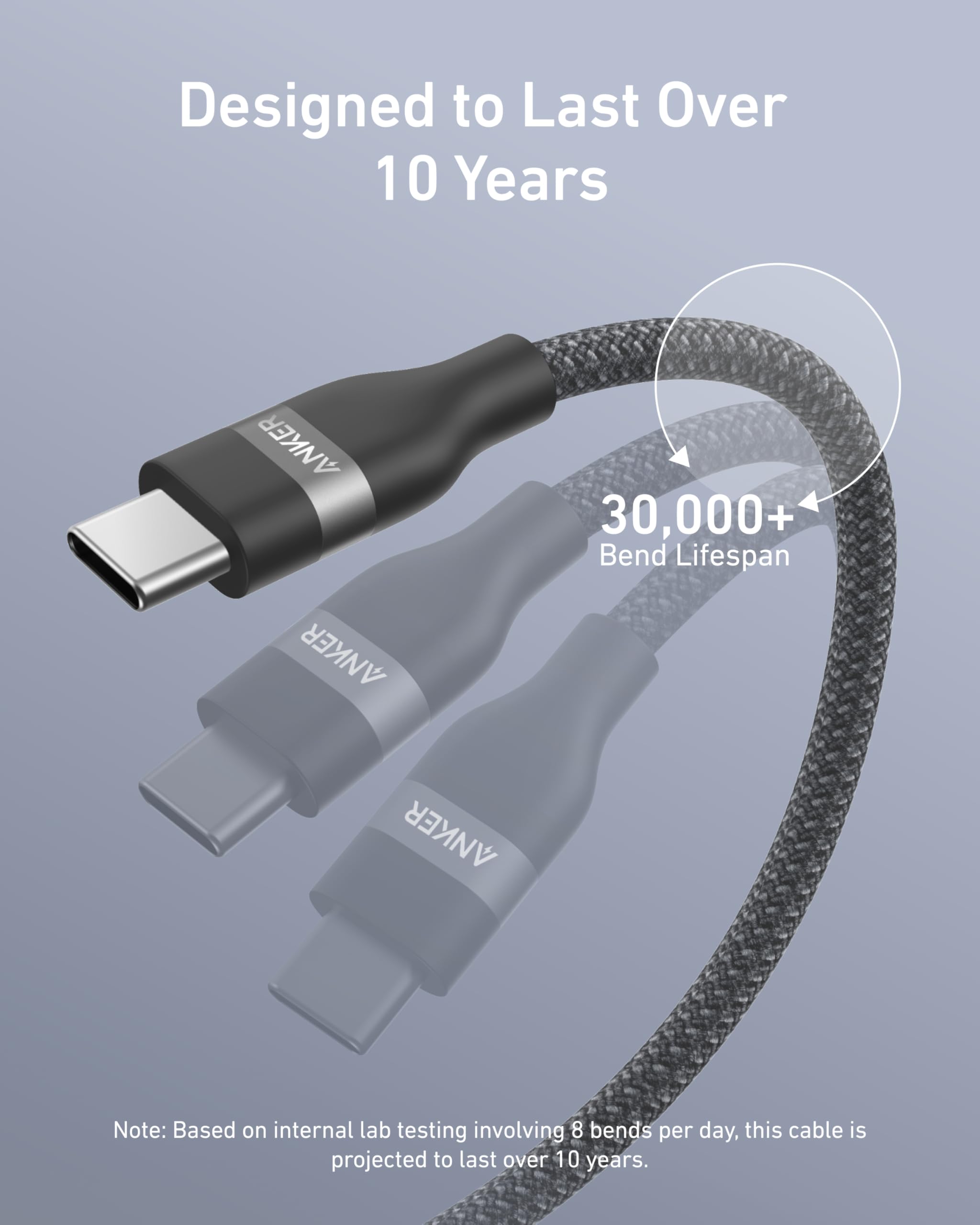 Anker Nano USB C Cable, 240W Flexible Multi-Color Braided Cord, Fast Charging Type C Charger for iPhone 17 Series, MacBook Pro and More (Black, 6ft)