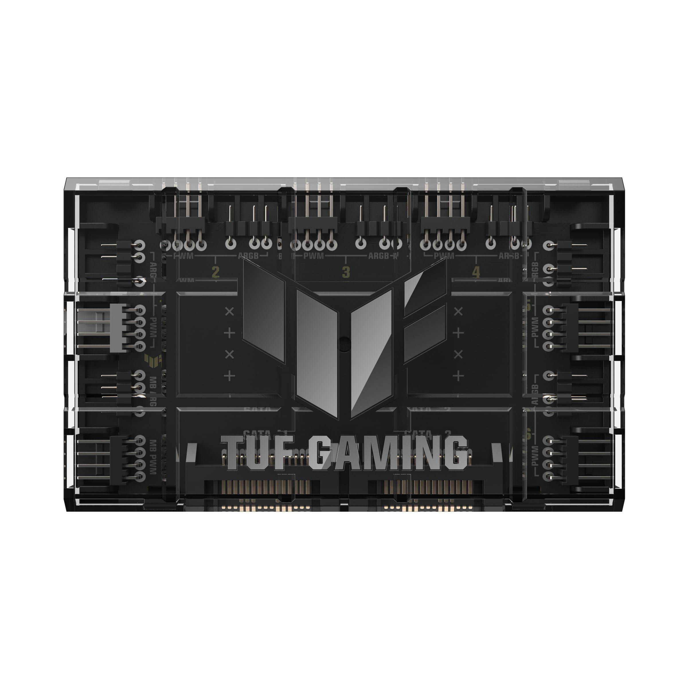 ASUS TUF Gaming ARGB PWM Fan Hub (Connects six case Fans, PWM Fan and RGB Connector, Clear Power and Operation Indicators, Stable Dual SATA Power Support)