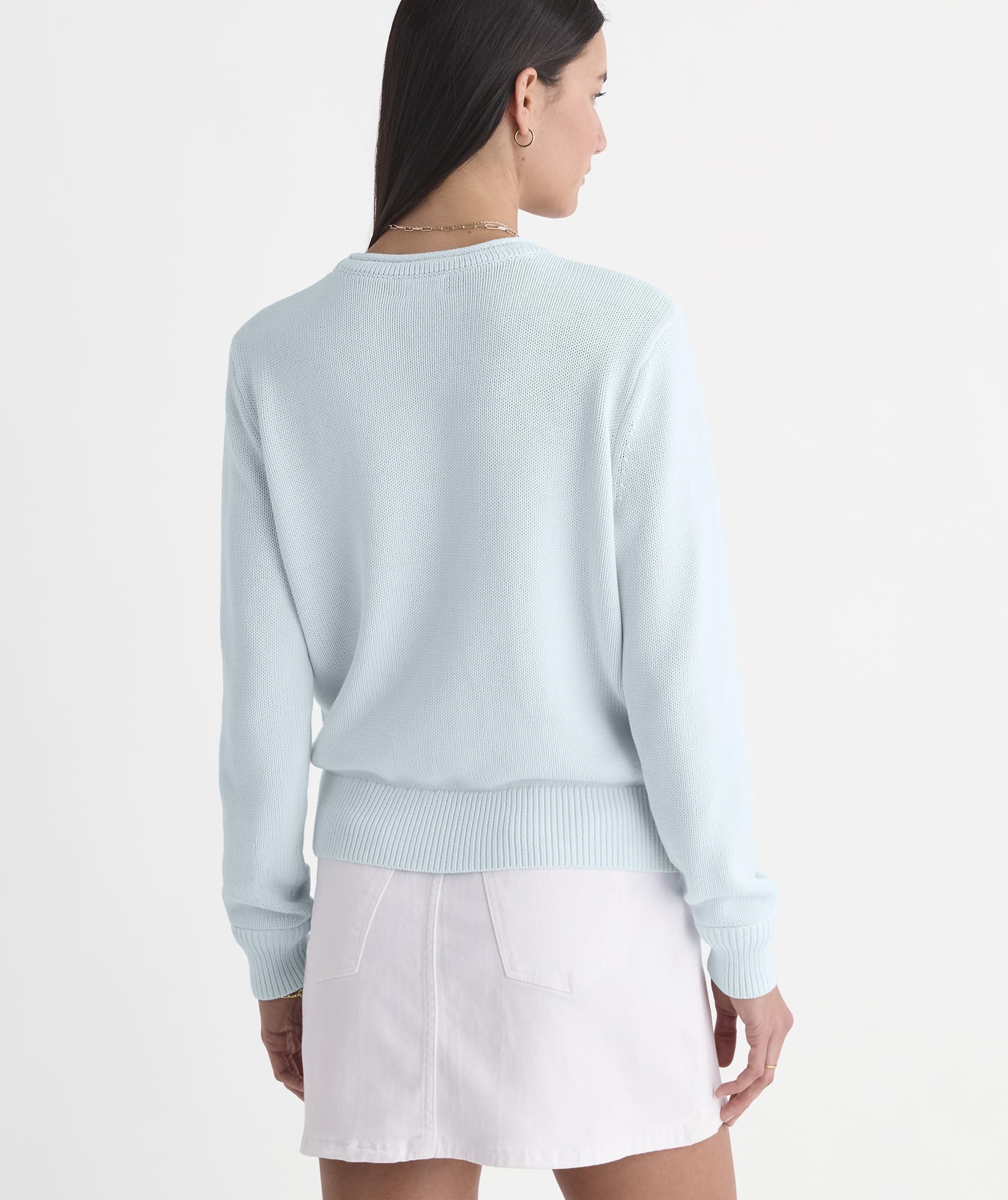 vineyard vines Katie Cotton Rollneck Solid Sweater, Rocks Blue, XL