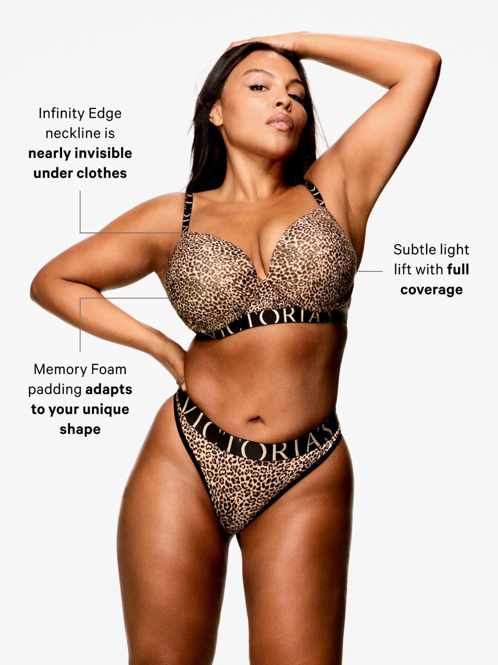 Victoria's Secret Cotton Push Up Perfect Shape T Shirt Bra, Full Coverage, Padded, Smoothing, Bras for Women, Black Logo Band, 34DD